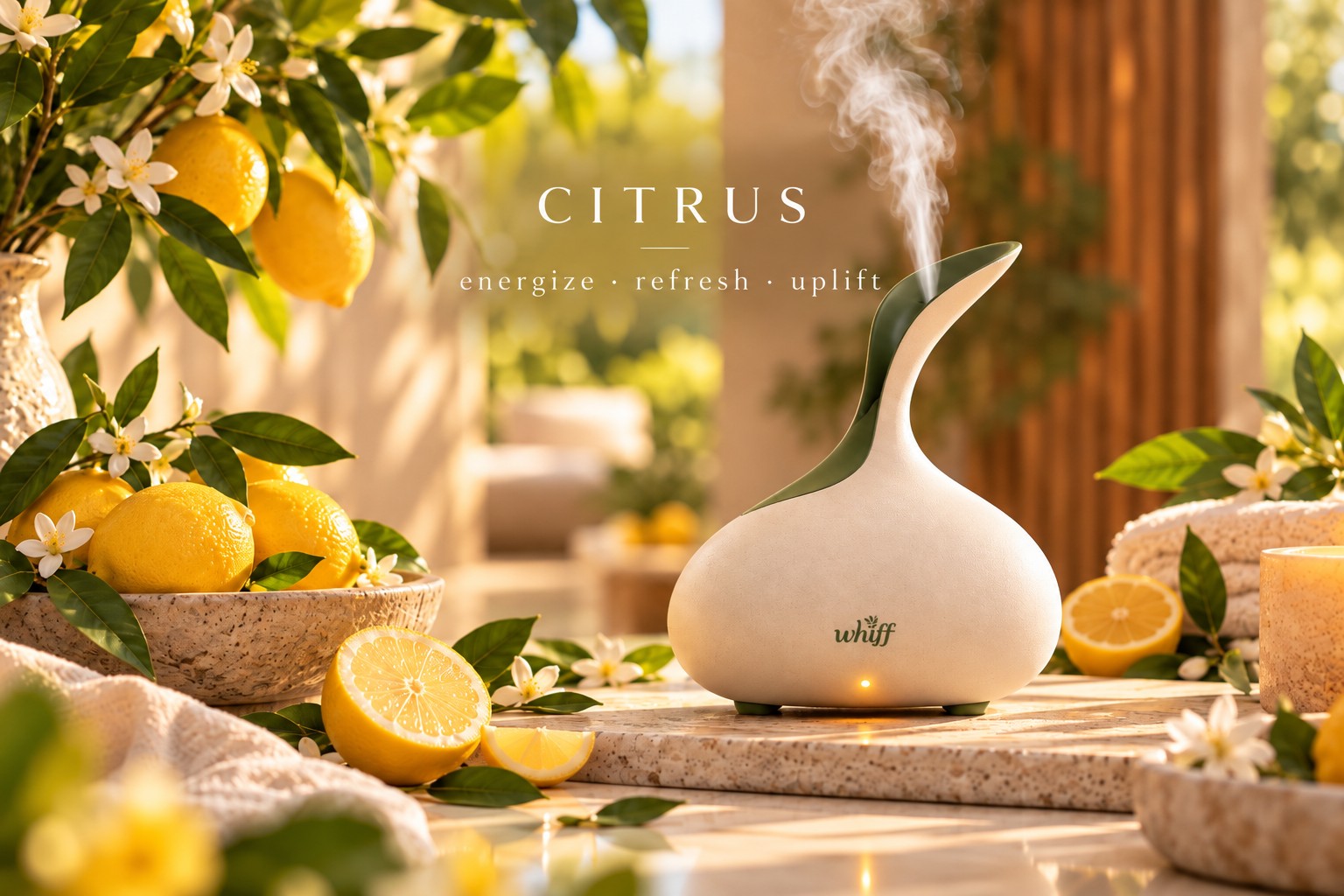 Whiff scent diffuser in a botanical setting